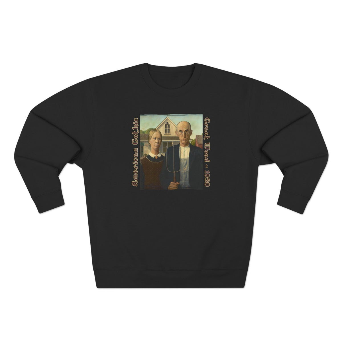 'American Gothic' cotton-rich blend medium heavy Crewneck Sweatshirt – Vintage Grant Wood Art print
