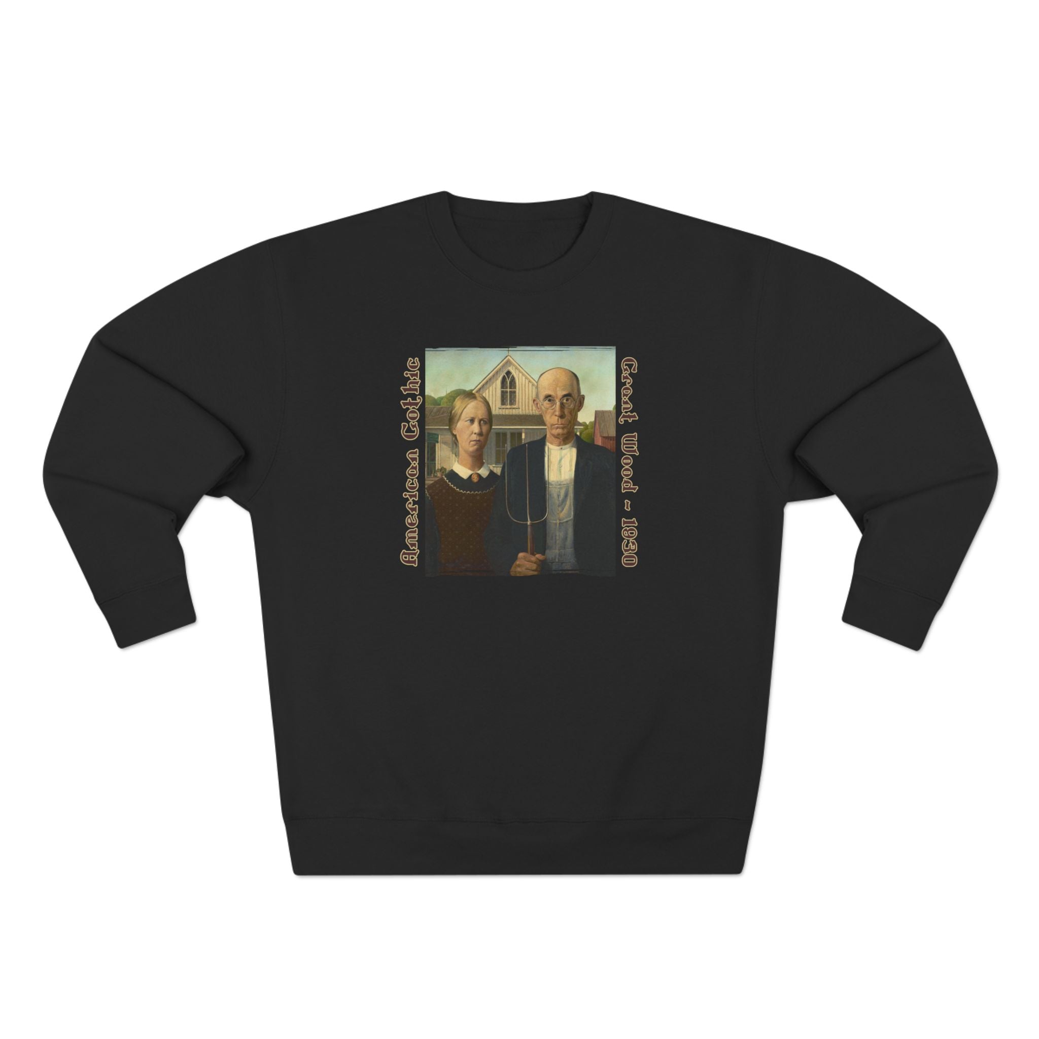 'American Gothic' cotton-rich blend medium heavy Crewneck Sweatshirt – Vintage Grant Wood Art print